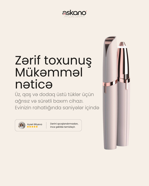 Elektrikli Ağrısız Qaş Epilyatoru – Portativ, Batareyalı Tük Kəsici Alət